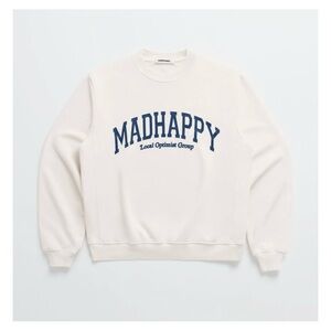 Madhappy NWT Cream Sweatshirt with Blue Logo XL